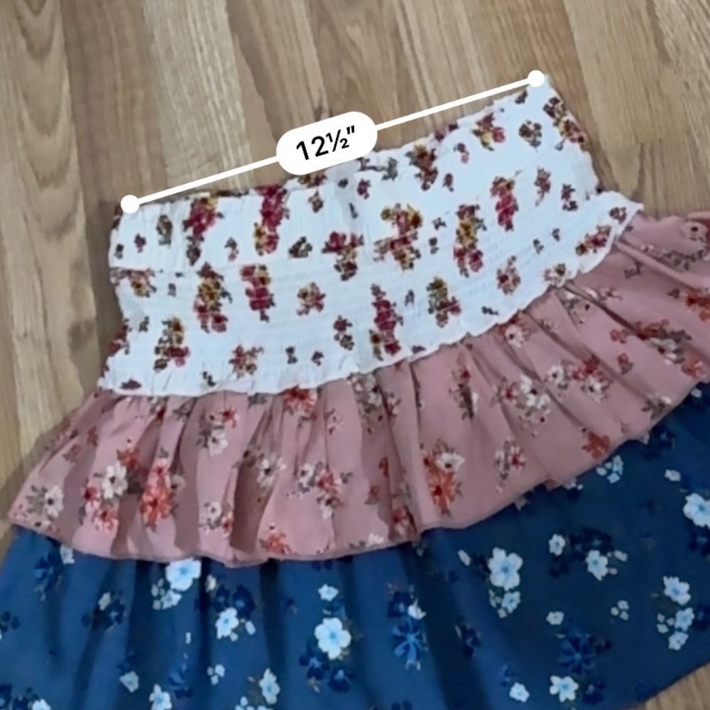 DEREK HEART Juniors' Tiered Print Mini Skirt In Ditsy Floral Size Large NWOT - Picture 6 of 10